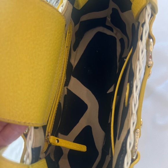 Vintage Kate Spade Raleigh Wicker Satchel Bag White Yellow Leather Trim - Picture 9 of 9